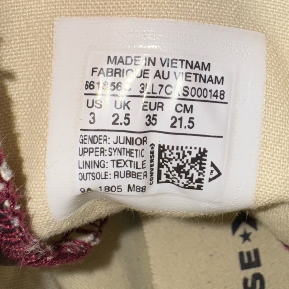 Shimmer black cherry high top Chuck Taylor converse big kids size 3. GUC - Picture 9 of 10